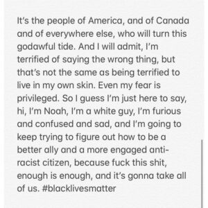 Noah Reid Instagram - #blacklivesmatter