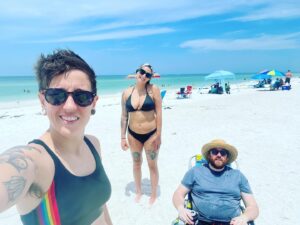 Nora Hewitt Instagram - Got this pasty bastard to the beach @hewittjonah #beachday #siblingweekend2024