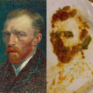 Nuno Markl Instagram - Material de apoio ao Homem Que Mordeu o Cão de hoje: a aparição de Vincent Van Gogh nuns restos de bolonhesa num prato.