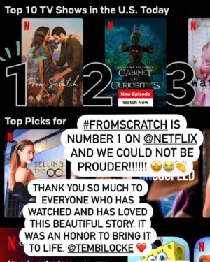 Nzingha Stewart Instagram - Number 1 in the US #fromscratchnetflix if you haven’t watched yet today is a good day to treat yourself 🍝🍷🇮🇹🍴