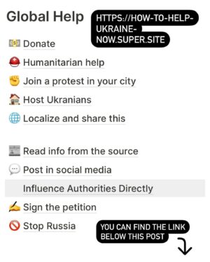 Olena Sydorchuk Instagram - Wondering how to help Ukraine? 
Here you can find some links:

https://how-to-help-ukraine-now.super.site

#ukraine #ukrainehelp #ukrainedonations #ukrainefunds #ukrainewar #ukrainearmy #redcrossukraine #ukrainianmilitary #war #saveukraine #staywithukraine