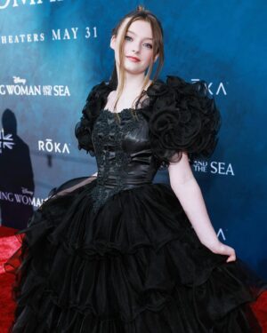 Olive Elise Abercrombie Instagram - Olive was so stoked to wear this special vintage dress she found to the #YoungWomanAndTheSea LA premiere! 🖤Possibly the most Olive dress ever? (Swipe to the end☺️)

Thank you to the glam squad! 😘
Makeup: @robertti 
Hair: @_douglasjack 

👗: @low_vintage 
👠: @kurtgeiger
