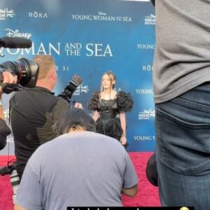 Olive Elise Abercrombie Instagram - Olive was so stoked to wear this special vintage dress she found to the #YoungWomanAndTheSea LA premiere! 🖤Possibly the most Olive dress ever? (Swipe to the end☺️)

Thank you to the glam squad! 😘
Makeup: @robertti 
Hair: @_douglasjack 

👗: @low_vintage 
👠: @kurtgeiger