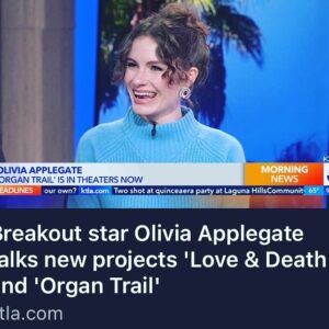 Olivia Grace Applegate Instagram - LINK IN BIO! Thank you so much, @ktlaweekendam for having me! What a delight 💙🦋🤍 @lawrencezarian you are a dream. Check out “Love and Death” on HBOMax this Thursday and “Organ Trail” in select theaters now and streaming May 12th! 
Styling @eliseyeah 
HMU @angela.k.neff