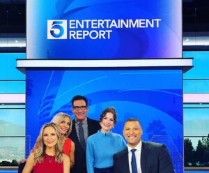 Olivia Grace Applegate Instagram - LINK IN BIO! Thank you so much, @ktlaweekendam for having me! What a delight 💙🦋🤍 @lawrencezarian you are a dream. Check out “Love and Death” on HBOMax this Thursday and “Organ Trail” in select theaters now and streaming May 12th! 
Styling @eliseyeah 
HMU @angela.k.neff