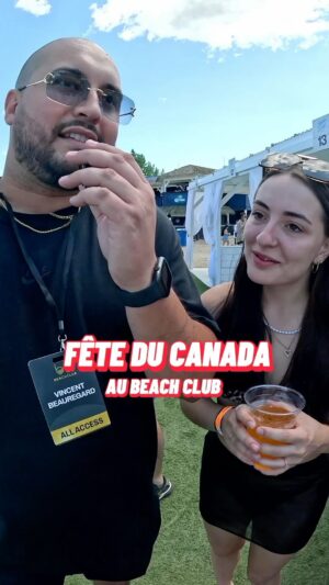 Olivier Primeau Instagram - C’était la fête du Canada au Beachclub et on avait pas le choix de célébrer ça avec un merveilleux quiz édition : Canada 🇨🇦😘😂 #reels #canada #beachclub #oliprimeau #quiz #voxpop