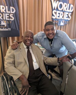 Omar Benson Miller Instagram - In honor of the Braves winning the World Series I’m pulling out this oldie but goodie! I’d prefer if it was the Dodgers but at least it’s not the Astros. Rest In Peace Slugger to Hank Aaron the #goat #tbt #braves #baseball #astros #dodgers  #mlb #atlanta