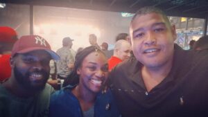 Omar Benson Miller Instagram - For National Girls & Women in Sports day I'm going straight to the top!! #Tbt with the Champ @claressashields at the fights last week in Miami. Get em' Champ!