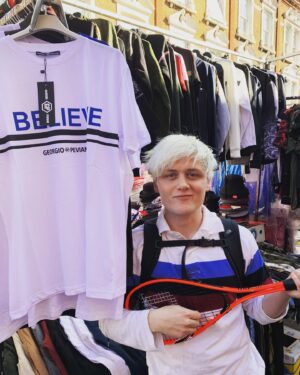 Oobah Butler Instagram - Cop either £10 Peviani shirts or orange guitars on Brixton Market