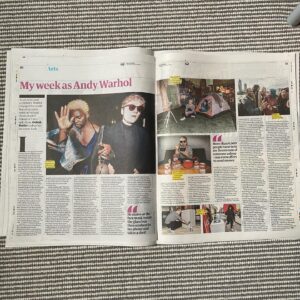 Oobah Butler Instagram - Mad. Find me on the front page of today’s @guardian. I sourced random people at bus stops & streamed them sleeping to 6k of you on my Instagram, blew away people by presenting face masks in glass boxes as art, & gave people on the street their 15 minutes of fame by hiring 30 actors & treating people them like superstars all while living as Andy Warhol for a week. My first written feature in over a year. Thanks to all the amazing volunteers (a lot follow me here) who helped me pull the latter stunt off - couldn’t have done it without you. @hausofdarkwah for bringing his amazing best. And thanks to @jaspe_roscoe for being such a great sport (check his art YT out). Will link in my story or pick it up today. Photos by @jake_photo