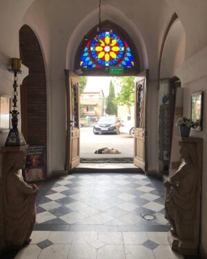 Orla Brady Instagram - Shooting in Tbilisi, Georgia and this is a sulphur baths guarded by one of the many many dogs which happily roam the city, all of them friendly and vaccinated #Tbilisi #theothermefilm