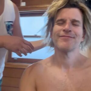 Osher Günsberg Instagram - Repost: 
@audreygriffen Thanks for being a good sport @osher_gunsberg ! 

I jumped at the opportunity to dress up as you for our friend’s birthday celebration. It amused me to no end. From razoring the @soho_hair_wigs_extension wig; to attempting to chisel out a semblance of your jaw from my jowls; to my amateur mic flips! 

#AndrewG #theOGOG #thisislove❤