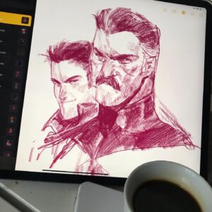 Otto Schmidt Instagram - Mokka and sketch, Mark and Nolan.#omniman #lnvincible #imagecomics