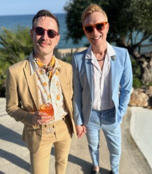 Owain Wyn Evans Instagram - Gorgeous long weekend with The Dr. @arranjrees celebrating the incredible AND stunning wedding of gorgeous @realscottmills and @samvaughan89 🥰 ❤️ (With a little extensionette on the end to Barcelona!)