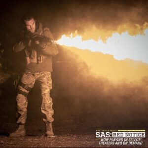 Owain Yeoman Instagram - FUEGO!! @sasrednoticefilm heating up theaters across the US and UK NOW!! Also streaming! Check local listings! #sas #sasrednotice #movie #cinema #intheatersnow #flamethrower #fire #blackswans #mercenary #sky #redbox #nowtv #appletv