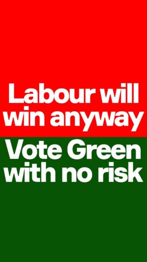 Owen Jones Instagram - Don’t be conned into voting against your beliefs.

The Tories are toast.

You can vote Green with no risk - and send Labour a message.

Otherwise, pressure will only come from Nigel Farage.

Is that what you want? Really?