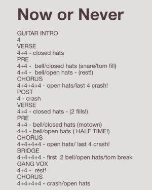 Owen Patrick Joyner Instagram - This was taken the night before we filmed “Now or Never” and those are the drum charts I wrote because I didn’t know what I was doing :) feel free to use them