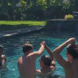 Owen Patrick Joyner Instagram - Can’t figure out what’s better. Workin with Kenny or just hangin with Kenny... or Charlie grabbing my butt in the pool.
