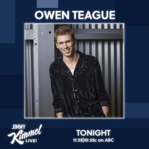 Owen Teague Instagram - Tonight!! @jimmykimmellive Thanks for the laughs.