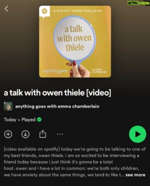 Owen Thiele Instagram - i got nervous on @emmachamberlain’s podcast and talked about shitting myself the entire time …. ily Emma you’re my favorite person