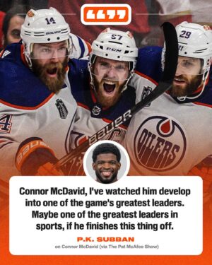 P.K. Subban Instagram - Will Connor McDavid finish the job down in Florida tonight? 🏆