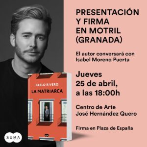 Pablo Rivero Instagram - Ya estoy de vuelta de Bilbao y Barakaldo (muchísimas gracias a todos los lectores que se acercaron a la firma y llenaron el teatro) y con muchas ganas de todo lo que viene la semana que viene: Sant Jordi en Barcelona, presentación y firma en Motril y la feria del libro de Málaga. En el carrusel está toda la información, espero que nos veamos. Gracias 🌹#lamatriarca 
 @sumadeletrased @penguinlibros 
PD: en Málaga también estaremos con@la función pero ya no quedan entradas, gracias!