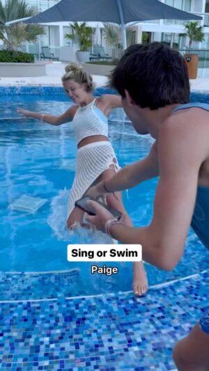 Parker Pannell Instagram - Everybody was scared to go in the water 😭 
#friends #singing #pool