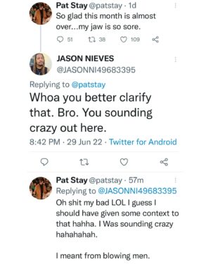 Pat Stay Instagram - Phew...glad I cleared that up LMFBAO!!....Close call.