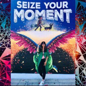 Patricia Isaac Instagram - My deep disdain for photos of us, as a species, standing in front of wing murals, was kiboshed by the phrase above...and that I love my cartoon-movies. 💖#coco🎸#seizeyourmoment #evenifthatmomentisbyawingmural #iwasnotready #wingwednesday