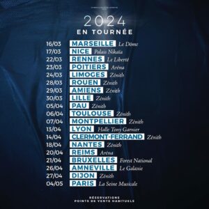Patrick Fiori Instagram - La nouvelle tournée sera en vente à partir de vendredi 10 mars 10h! 
Voici les premières dates ….! @sudconcerts