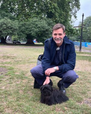 Patrick Grant Instagram - Raymond and I had a wonderful stroll with our guest this week on Walking The Dog, the very brilliant Great British Sewing Bee legend @patrickgrantism - he’s just written a hugely inspiring book called Less:Stop Buying So Much Rubbish which will genuinely change your life so I urge you to give it a read.. 

He also thoroughly adored Raymond so he gets official new best friend status - enjoy wherever you get your pods! 🐶🎧