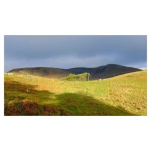 Patrick Grant Instagram - By the fort on Dreva Craig. Looking back to Trahenna. Saltire stone. 
Scottish Borders.