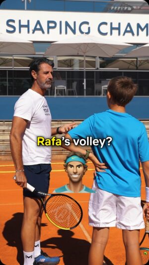 Patrick Mouratoglou Instagram - Working with @nikitaberdin_nb on his backhand volley, I could highlight once again why you don’t have to stop when you go to the net. You have to involve your body weight in the motion. And if you are ready to put a cherry on the cake, you can get inspiration from a legend. Have a look ! #tennis #tennistips #tenniscoach #tennislife #nadal