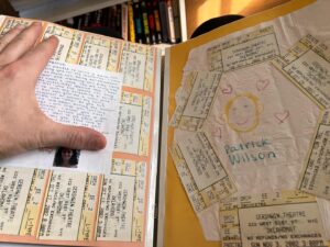 Patrick Wilson Instagram - 19 years & 2 days ago I received this scrapbook from fans when I left the Bway company of Oklahoma! I’m reading through it again, today, while cleaning up and settling back in…and I wanted to say thank you. Thank you to Kathleen Whipker, Amy, Lori Infield, Ryan Goodale, J’aimie Graham, Sara Teasdale, & Jennifer Verdonck. I have no idea where you all are in the world… so much time has passed. But you are not forgotten. I hope all of you are happy and healthy. You put a smile on my face today — seeing all the hard work, pics, poems, and ticket stubs… all the tangible stuff. ❤️Long before social media tags/shoutouts there were hand-delivered scrapbooks. 😀I’m honored, humbled, and moved.  Being able to perform on Bway, 8x a week, is a gift…mostly because of the interaction with the audience. On stage and off. So…thank YOU. ❤️