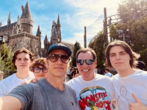 Patrick Wilson Instagram - Thank you so much @universalorlando for an incredible day at both parks. We Wilsons had an incredible time. 😁 Who knew there was a piece of Berlin Wall hidden behind the Hard Rock Cafe?! @paulburtonwilson #universalorlando