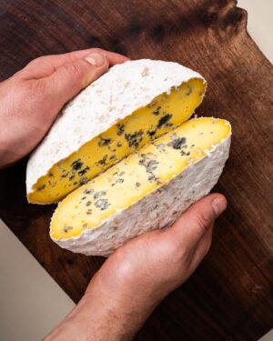 Paul Ainsworth Instagram - One of my favourite cheeses - Barkham Blue from Two Hoots Dairy in Berkshire. It’s a firm fixture on our menu, served alongside our apple pie, giving the most amazing contrast of saltiness and sweetness ✨ @no6padstow