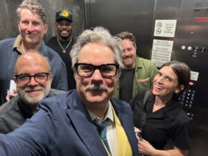 Paul F. Tompkins Instagram - NASHVILLE: thank you for a perfect ending to the first leg of #cbbtour2024. We forgot to take a picture at the venue but this is proof that none of us are afraid of elevators and in fact we all live in an elevator together. 

Thanks to all the audiences we saw over this past week & change! 9 great shows, 8 wonderful cities, 7 fantastic venues! 

We’re back out on the road next month. See you soon!