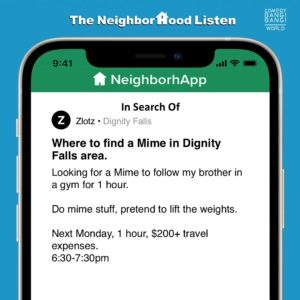 Paul F. Tompkins Instagram - Burnt reveals the section of Dignity Falls he grew up in, Joan talks about the Sprune Dune, and Doug finds a new storage solution. Later on the show, Zlotz (Lily Du) is looking to find a mime.

Go to cbbworld.com and sign up for the Maximus plan to unlock access to the entire ad-free archive as well as brand new exclusive BONUS ROOM episodes adventuring deeper into Dignity Falls