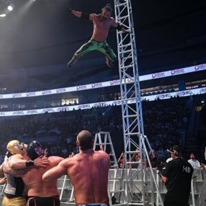 Paul Lloyd Jr. Instagram - It’s show day here in 🇶🇦 Qatar. Here’s a flashback from the previous show here. Hope there’s even higher sh*t for me to jump from! @qpw_wrestling #base #lucha #prowrestling