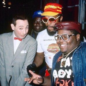 Paul Reubens Instagram - Today it's Mr. T's birthday...It's also International Tea Day! Coincidence??🤔

📷: Pee-wee, The Fat Boys, and Mr. T at the premiere of Pee-wee's Big Adventure in 1985! Hey, it was the eighties in HOLLYWOOD!!! ✨