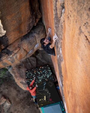 Paul Robinson Instagram - Beaten Path, V11/8A. Such a legend boulder 🤩. Tall and committing at the end. Glad @ethan_pringle had my spot on this one 🙌🙌🙌 #bouldering photo: @lizzy.ellison