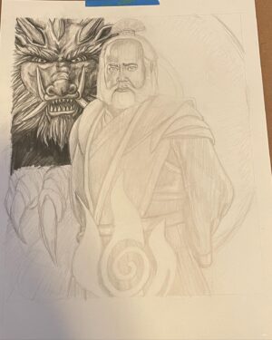 Paul Sun-Hyung Lee Instagram - Swipe ➡️ to see progress.
 Progression photos of @angryappa as;
 “The Dragon of the West”

@avatarnetflix #dragonofthewest #uncleiroh #avatarthelastairbender #liveaction #drawing #sketch #dragon #firenation #artwork #jasmine #tea #leaves