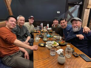 Paul Sun-Hyung Lee Instagram - Rare enough to find work, but to work with your heroes is a rarity. Never meet your heroes; yet here we are—whistling whiskey through the long nights, friendships forged over fire and wood. I’m deeply proud to call them my friends… @angryappa @aleungcameyou @ryanjmah @ryanhalprin  We all served the same God of 🔥 that is @dallas_liu  Hope they have Netflix in Heaven, and happy binging Momma 👰🏻‍♂️💙🔥