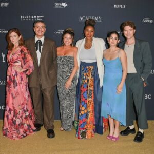 Paula Brancati Instagram - What a special thing to be nominated last night for @slashertvofficial at @thecdnacademy alongside my dear @salvatoreantonioofficial and our amazing fellow nominees!! And it was extra special to have so many beautiful buddies there supporting and celebrating together ❤️❤️❤️ heart very full (and shout out to @jack_astors for the nightcap)

Big big tnx to my talented friends who pulled this look together ✨
Styled by @marissa.h.schwartz 
Makeup by @melaniequiggmakeup 
Hair by @chiaramariamakeup 
Dress @nouveaurichevintage