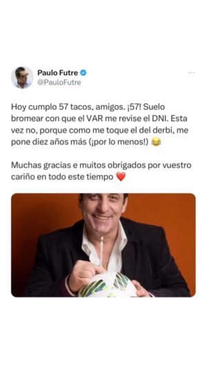 Paulo Futre Instagram - Infinitos obrigados pelo vosso carinho neste este ano tão complicado ❤️🙏