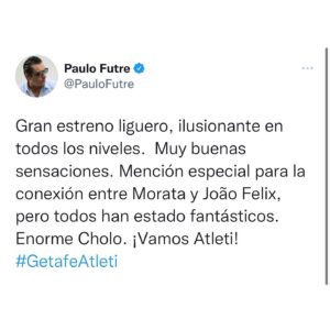 Paulo Futre Instagram - ¿Qué os ha parecido el partido? Vaaaaaaamos Atleeeetiiiiiii !!!!!