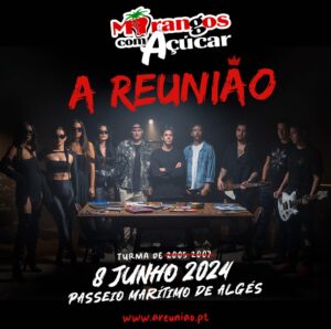 Paulo Vintém Instagram - Críamos A REUNIÃO para juntos celebrarmos a geração rebelde dos @morangoscomacucar ! 
15 anos depois.. Vamos juntar as nossas turmas e subir ao palco dia 8 Junho 2024 para festejar todas as gerações 🔥🔥❤️

Os bilhetes estão a voar, #juntaatuaturma e agarra o teu em www.areuniao.pt @ticketlinept 

#reuniaomorangos #justgirls2024 #4taste2024 #dzrt2024