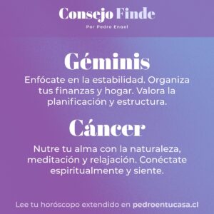 Pedro Engel Instagram - Un consejo para cada signo 💜 que tengan un lindo fin de semana gente querida 🙏✨