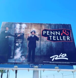 Penn Jillette Instagram - We’ve got some fun new billboards around #vegas promoting our show @riovegas 
.
.
.
#billboards #magic #comedy #lasvegas