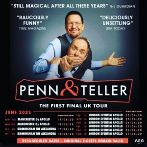 Penn Jillette Instagram - Just a little over a week until we start our 2023 #uktour !
 
A few tickets still remain and we will be doing special ticketed VIP meet and greets after the shows in London. 

Link for tickets in bio.

#wolverhampton #manchester #birminghamuk🇬🇧 #london